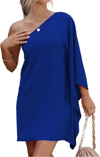 NWT One Shoulder S Royal Blue Dress Women’s Stretchy Cocktail Party Classy