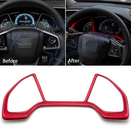 Red Interior Dashboard Panel Frame Decor Cover Trims For Honda Civic 2016-2021