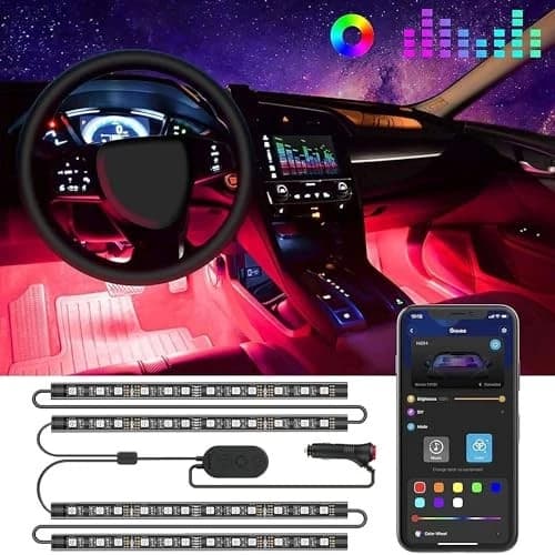 Car LED Lights, Smart Car Interior Lights with App Control RGB Lights