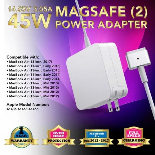45W Charger Adapter Power for Apple Macbook Air A1465 A1466 2012-2017, T-Tip