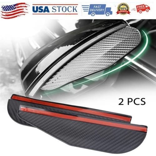 NEW LISTING2PCS Carbon Fiber Black Mirror Rain Visor Guard For Car Auto Accessories