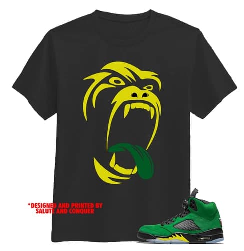 JORDAN 5 OREGON, T SHIRTS BY SALUTE AND CONQUER (GORILLA)