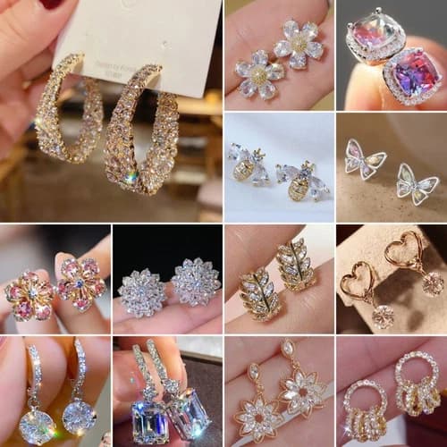 Elegant Cubic Zirconia Crystal Earrings Stud Drop Dangle Women Party Jewelry New