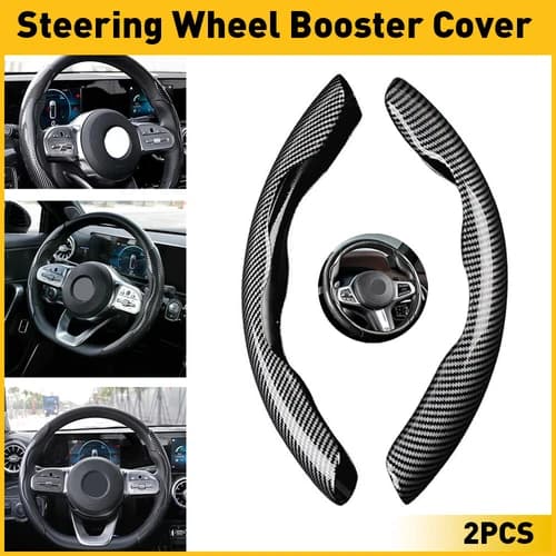 2PCS For Honda Black Car Steering Wheel Booster Cover Accessories Carbon Fiber
