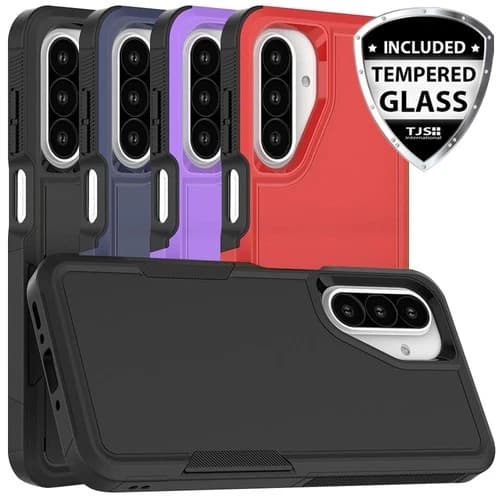 For Samsung Galaxy A26 5G Case Heavy-Duty Tough Dual Layer Cover +Tempered Glass