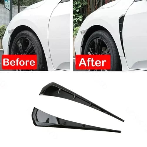 Black Side Fender Vents Air Wing Cover Car Accessories For 2016-2021 Honda Civic