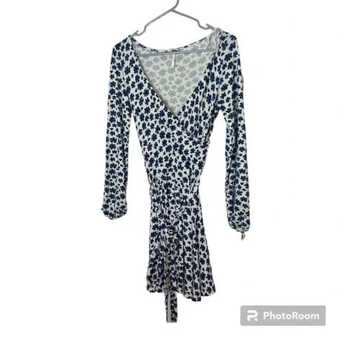 Free People Pradera Floral Long Sleeve Faux Wrap Dress Small