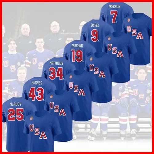 HOT! Player USA Full Team Hockey 2026 Name & Number Fastship S-5XL