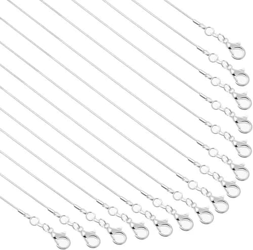 30PCS Necklace Chain Silver Plated Necklace Snake Chains Bulk for Jewelry Making