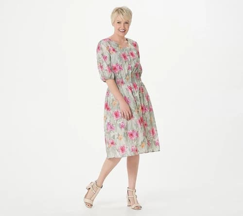 StyleList by Micaela Regular Button Front Dress WatercolorFlral XS New