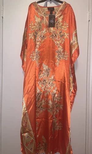 Goddess , Winlar long kaftan women satin dress one size Multi Colors