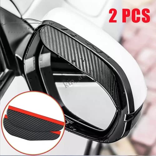 2 Piece Carbon Fiber Black Mirror Rain Visor Guard For Car Auto Accessories