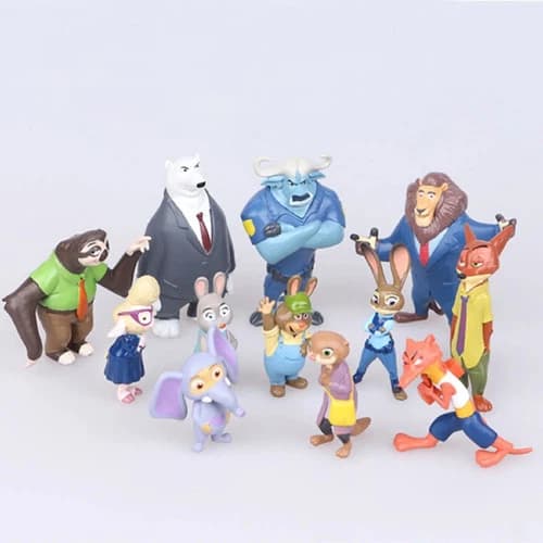 12 pcs set Zootopia Animals Action Figure 4-8 cm Kids Toys Gift Collection Cake