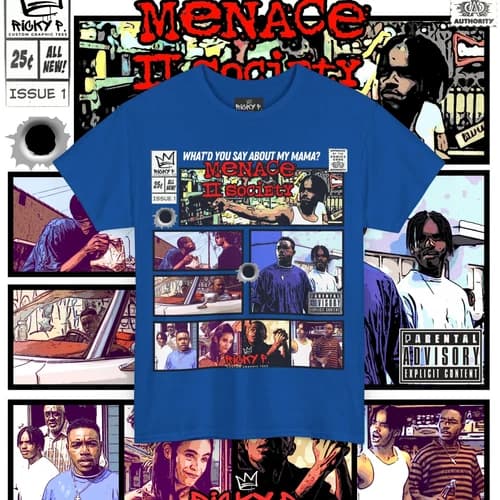 Menace II Society 1993 T Shirt Comic Art Style Ricky P Unisex Heavy Cotton Tee
