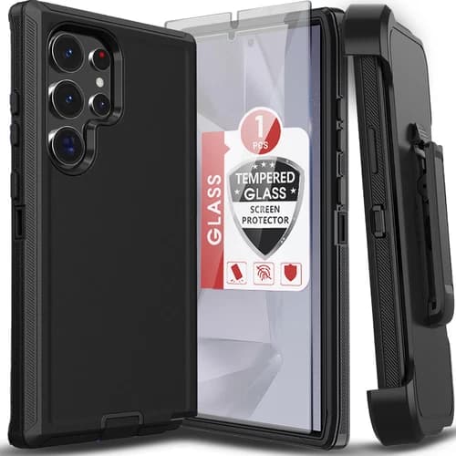 For Samsung Galaxy S25 Ultra S24 S23 S22 S20 FE Case Phone Cover + Screen Glass