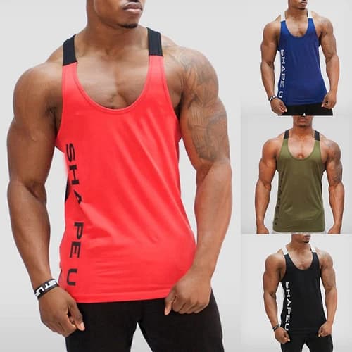 Men Gym Muscle Sleeveless Shirt Tank Top Bodybuilding Sport Fitness Workout Ves^