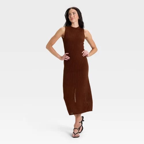 Women's Pointelle Maxi Sweater Dress - A New Day