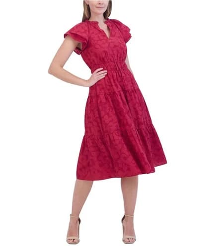 Jessica Howard Womens Cinched Waist Midi Dress