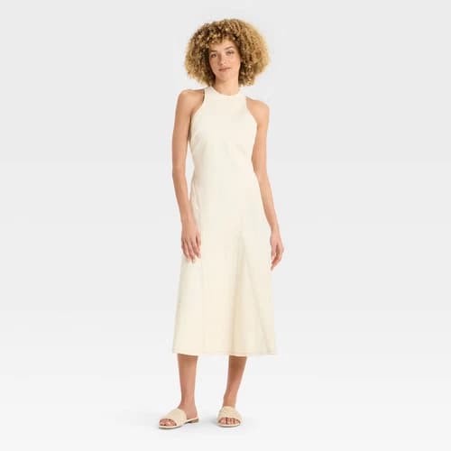 Women's Racerback Denim Midi A-Line Dress - Future Collective