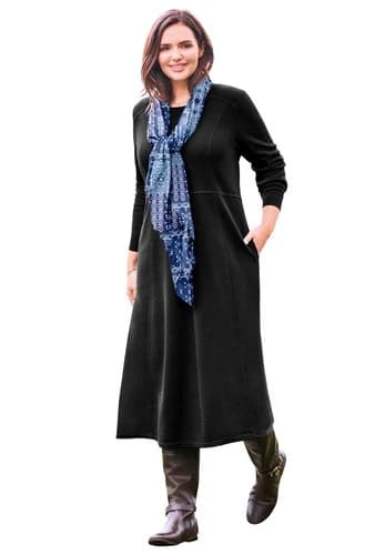 Woman Within Plus Size Petite Thermal Knit A-Line Dress