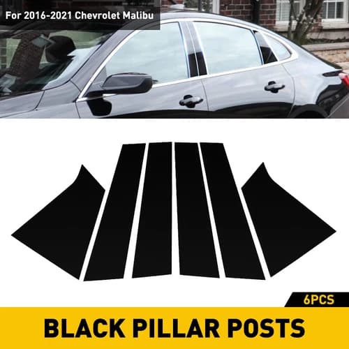 Black Pillar Post For 16-21 Chevrolet Malibu Door Trim Cover Kit Car Accessories