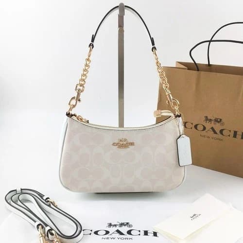 NWT COACH Teri Shoulder Bag In Signature Canvas CA548 White Fast Shipping