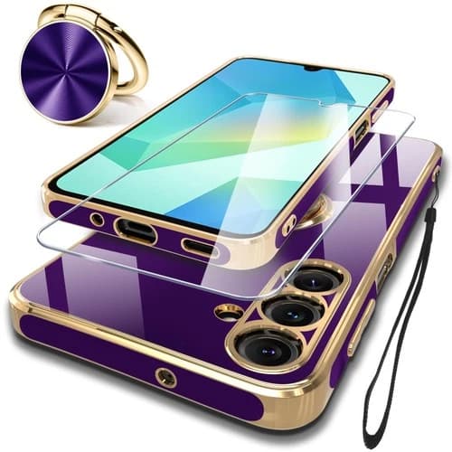 Compatible with Samsung Galaxy A16 5G Case with Screen Protector+Metal Rotatable