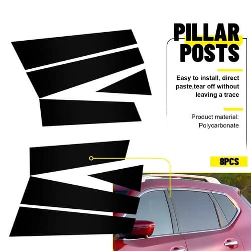 8X Black Pillar Posts Door Trim Cover Car Accessories For 2014-2020 Nissan Rogue