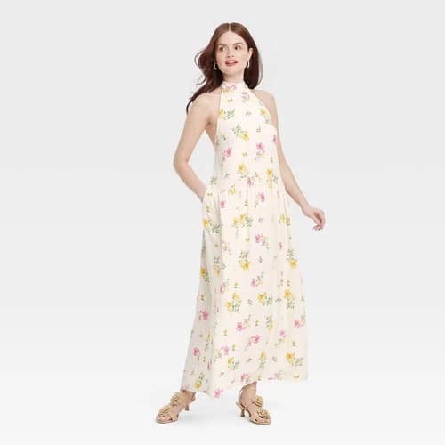 Women's Tie Neck Maxi Dress - A New Day