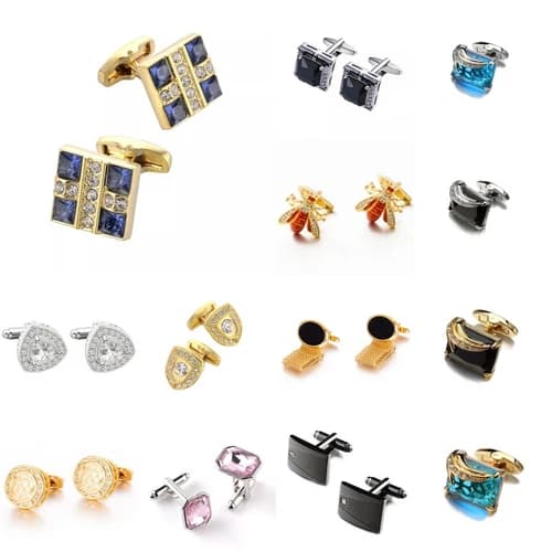Fashion Men Cufflinks 1 Pair of Shirt Suit Cuff Links Jewelry Rhinestone Classic
