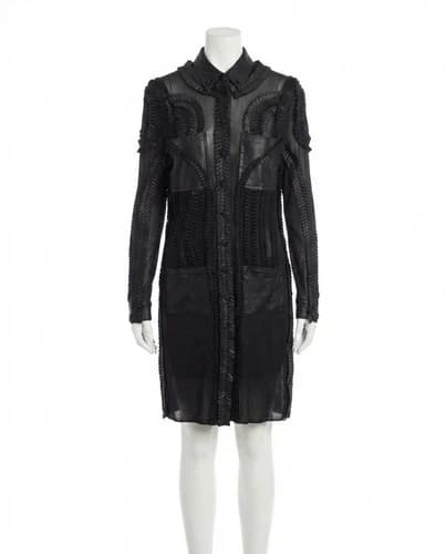 Burberry Women's Pleated Stretch-Jersey Shirt Dress Black