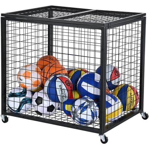 VEVOR Rolling Sports Ball Storage Cart Garages Sports Equipment Organizer Steel