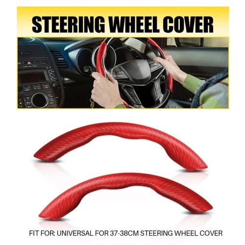 NEW LISTINGRed Car Steering Wheel Booster Non-Slip Cover Carbon Fiber Universal Accessories