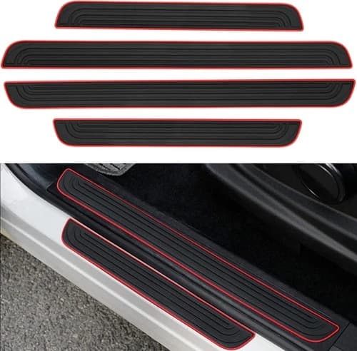 4x Red Rubber For Jaguar Accessories Car Door Scuff Sill Cover Panel Protector