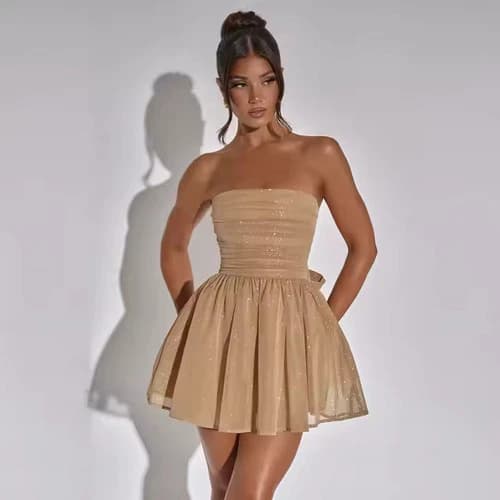 Aurora Luxe Mini Dress – Golden Sparkle Elegance for Glam Nights