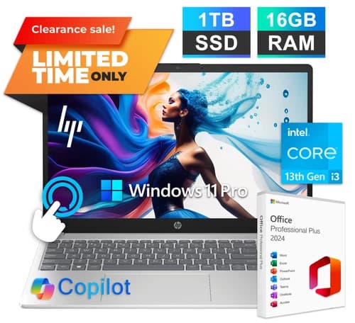 2026 HP Laptop Computer 15.6" Touch 13th Gen Intel i3, 16GB RAM 1TB SSD, WinPro