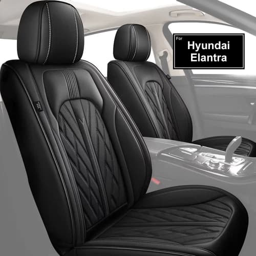 For Hyundai Elantra 2017-2025 Car Accessories 5-Seat Covers Fuax Leather Black