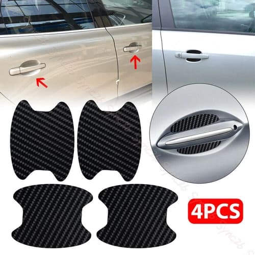 4x Car Accessories Door Handle Protector Film Anti-Scratch Stickers Carbon Fiber