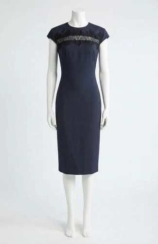 Alexander Mcqueen Day Wool Mohair Dress Navy