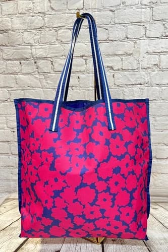 Estee Lauder Large Pink Navy Blue Daisy Flower Floral Shopper bagVALENTINE SALE