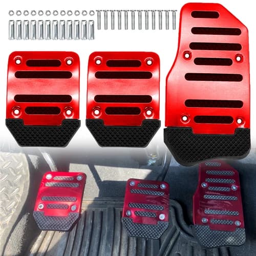 3x Universal Car Accessories Red Non Slip Manual Gas Brake Foot Pedal Pad Cover