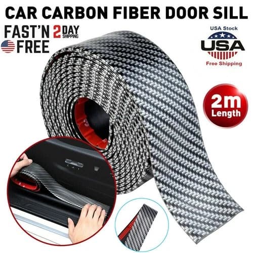 Carbon Door Fiber Car Plate Sill Scuff Anti Cover Scratch Sticker Accessories US