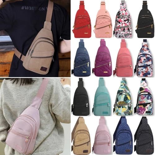 Men Women Sling Bag Chest Fanny Packs Cross Body Travel Sports Shoulder Backpack