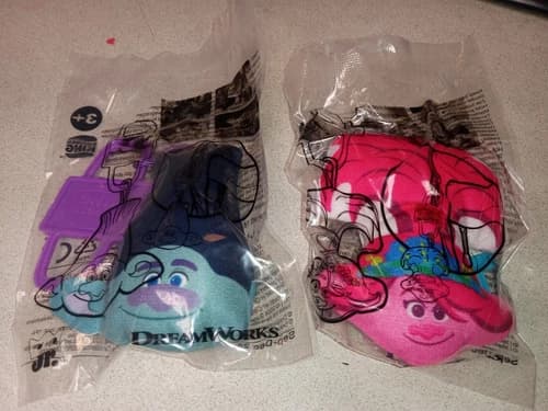 FreeShipping 💜 2025 BK DreamWorks Kids Meal Toy TROLLS Poppy And Branch Set
