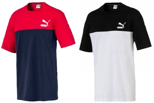 Puma Retro Short Sleeve Red Black Sportive Fashion Tee Shirt *NEW