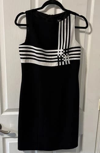 Cartise Plus Vintage 90’s Women’s Size 6 Black & White Sleeveless Sheath Dress
