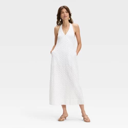 Women's Eyelet Maxi A-Line Dress - A New Day