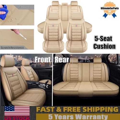 PU Leather 5 Seat Covers Full Set Front & Rear Cushion Accessories For Honda