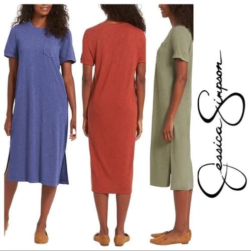 Jessica Simpson Ladies' Spring Summer Pocket Midi Tee Dress size S to 3xl