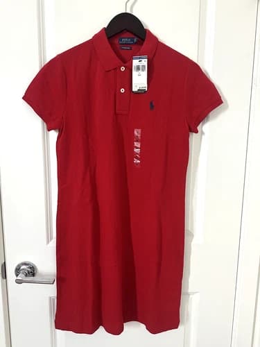Polo Ralph Lauren Women’s Cotton Mesh Polo Dress Short Sleeve Red Size S NWT